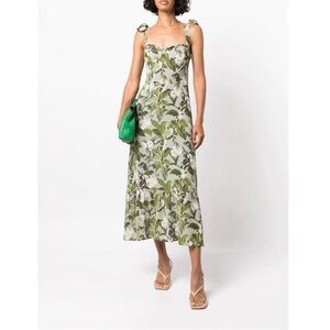 Reformation Green Floral Midi Dress
